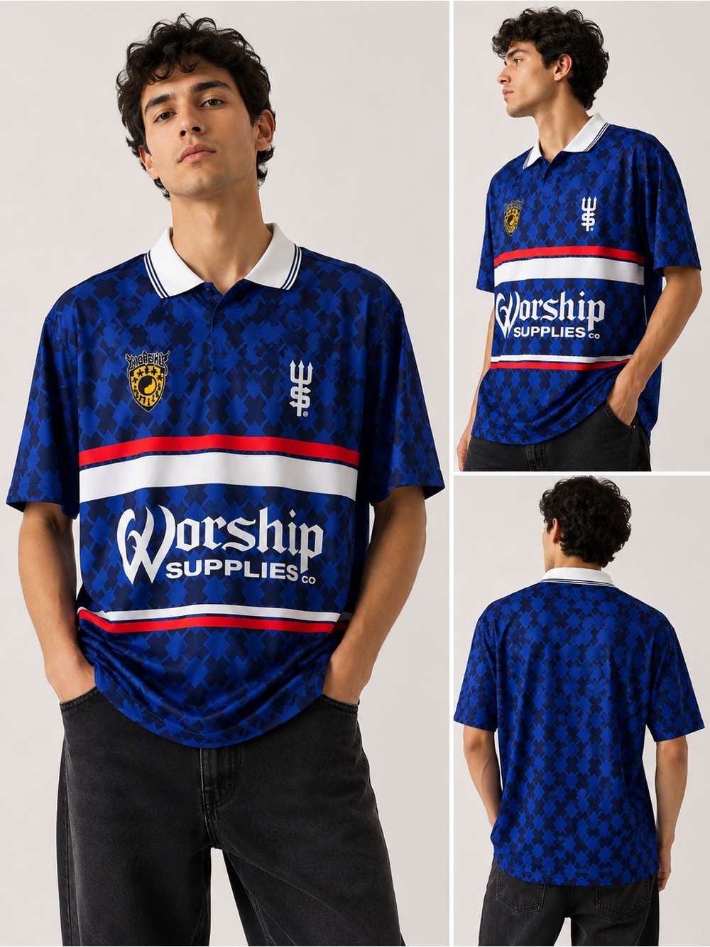 Blue Graphic Polo Shirt